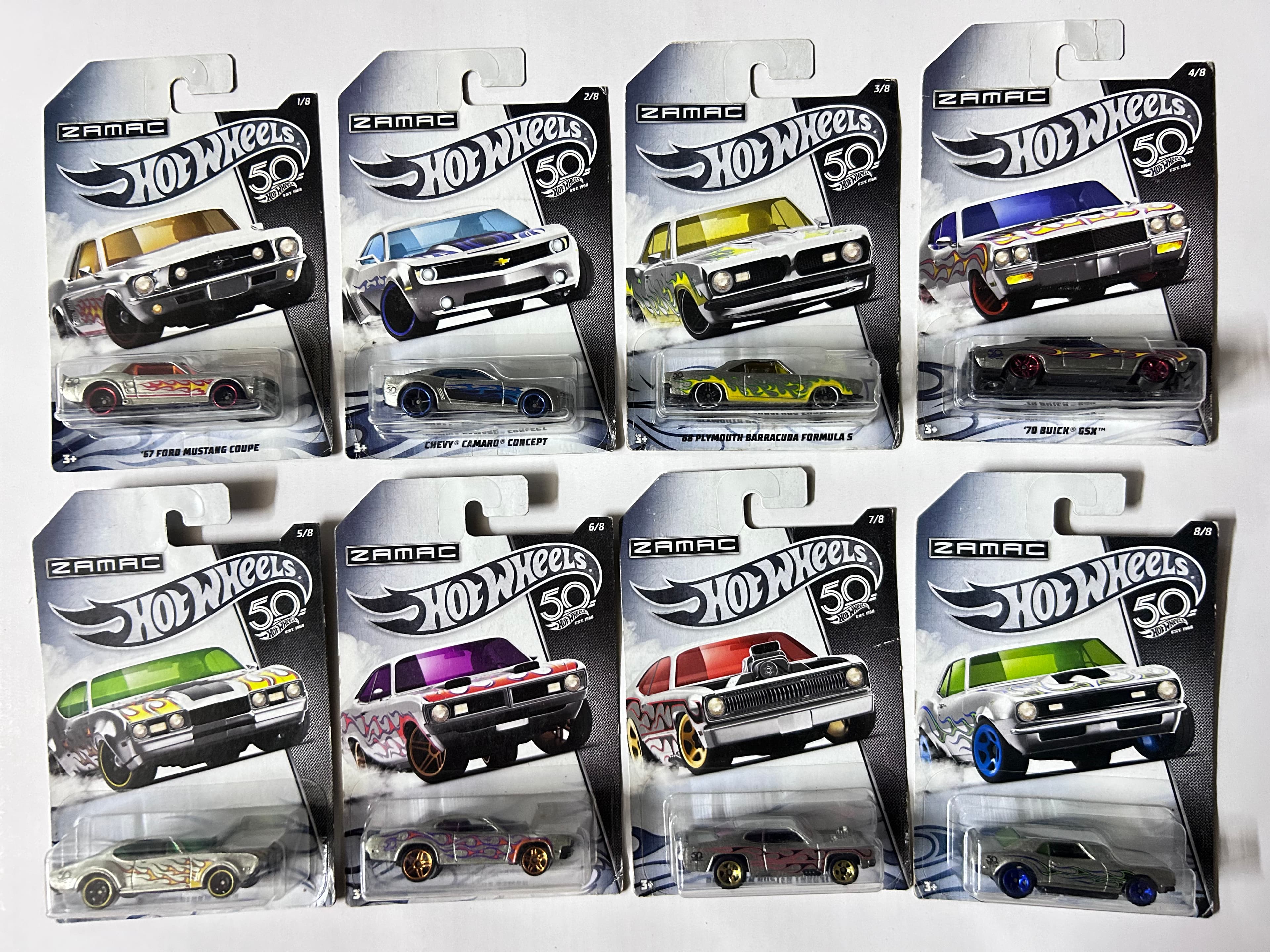 Hot Wheels 50th Anniversary Zamac Flames Complete Set (8/8)